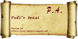 Poór Antal névjegykártya