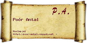 Poór Antal névjegykártya